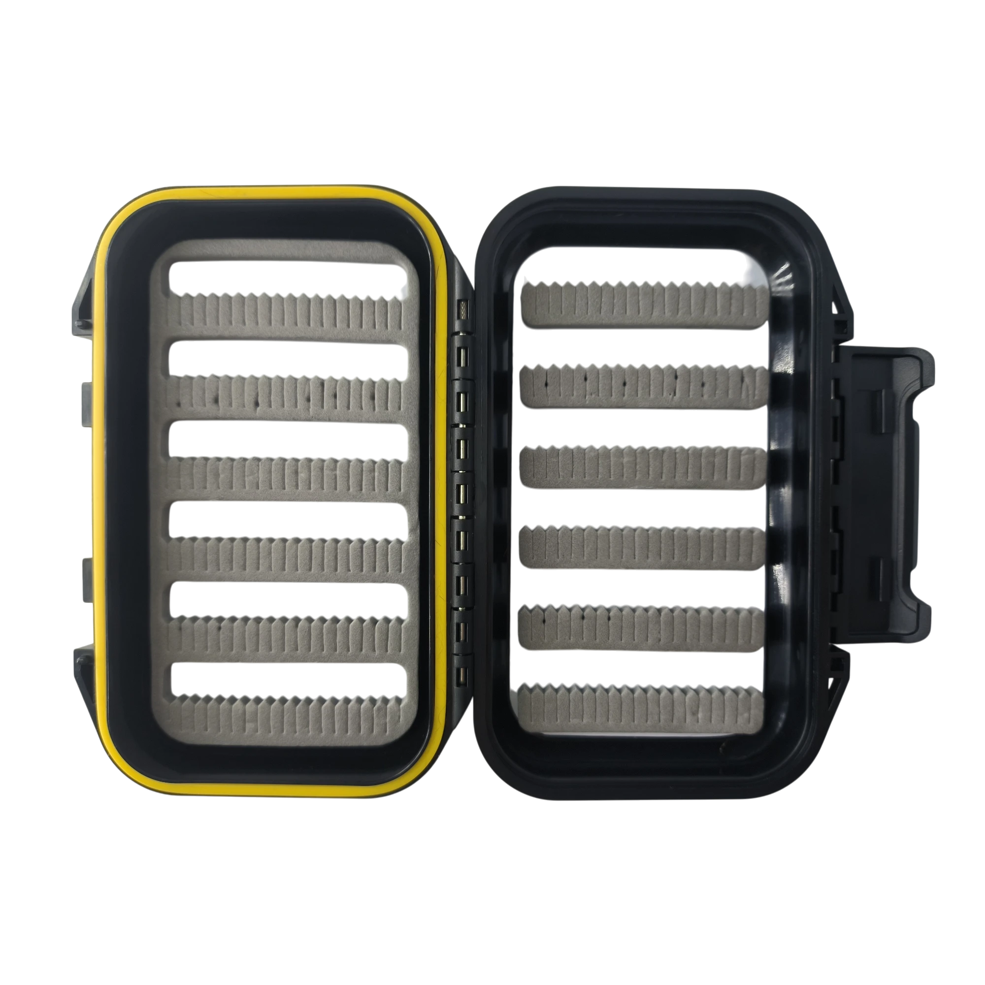 Heavy-duty double-sided waterproof fly box with yellow gasket